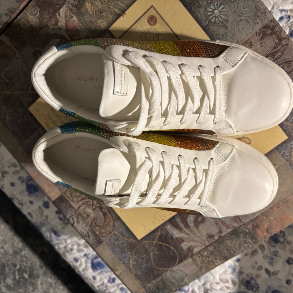 Kurt Geiger London Laney White Crystal Sneakers - Picture 9 of 16